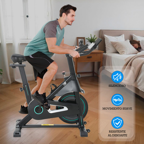 Bicicleta Spinning Fija Kronos 14kg Hogar Fitness Cardio X Rush Negro
