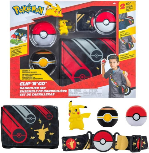 Pokémon Set Pokebola Cinturon Y Mochila Clip N Go Pikachu