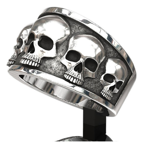 Anillos Punk Skull Band De Acero Inoxidable Para Hombre Y Mu