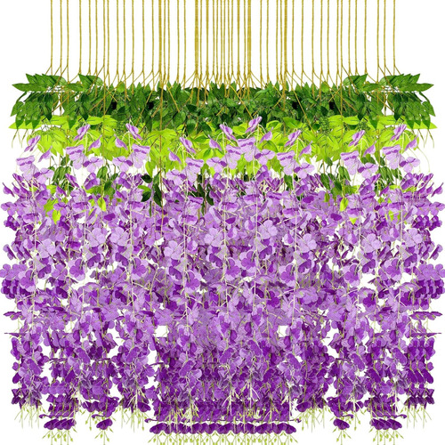 Paquete De 108 Flores Artificiales Colgantes De Glicina Arti