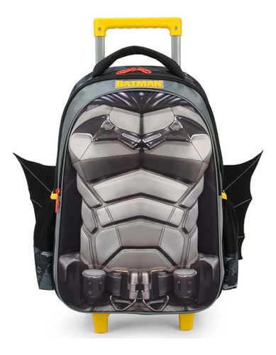 Mochila Escolar De Rodinhas Batman Frente 3d Com Asa