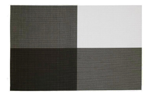 Set Individuales Rectangulares De Pvc Trenzado X6 Color Negro/blanco