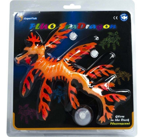 Adorno Dragon Marino Silicona Flúo 25 Cm Colores Acuario