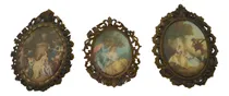 Comprar Lote 3 Camafeos Cuadros Antiguos Bronce Cobre Seda 16x11 C7 