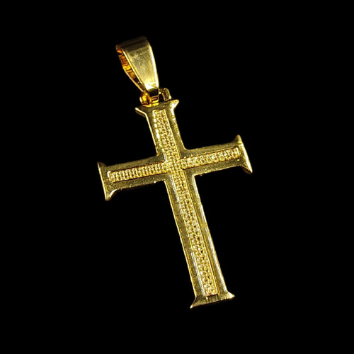 Pingente De Moeda Antiga Thais Acessórios Premium Cruz Templário Com Sem Pedra Y Desenho Do Crucifixo Com 1mm De Diâmetro - 2.5mm De Comprimento X 0.5cm De Altura - Dourado Joalheria