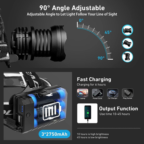 2 Faros Led Recargables De 100000 Lúmenes