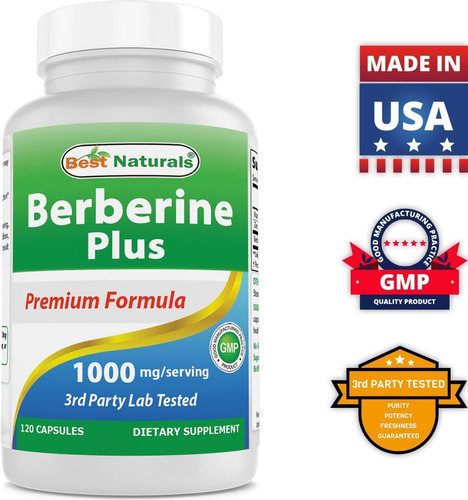 Imagen 3 de 3 de Berberine Capsulas Berberina Plus Hcl 1200mg 120 Pastillas