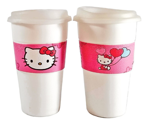 Vaso Térmico Hello Kitty Café Té Silicona Plástico Jarro 