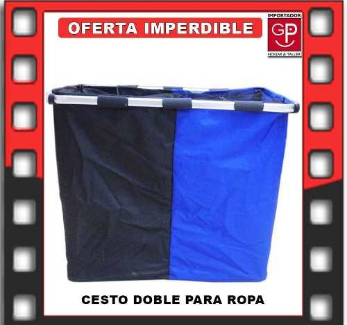 Cesto Doble Para Ropa Clara Y Oscura 62x32x52cm.