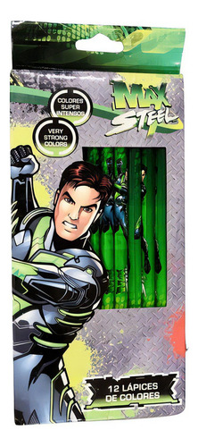 12 Lápices De Colores - Max Steel