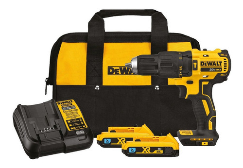 Taladro percutor atornillador inalámbrico de 13mm DeWalt DCD778D2 20V + 2 baterías de 2Ah + accesorio con bolso 110V/220V