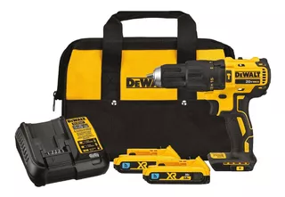 Taladro percutor atornillador inalámbrico de 13mm DeWalt DCD778D2 20V + 2 baterías de 2Ah + accesorio con bolso 110V/220V