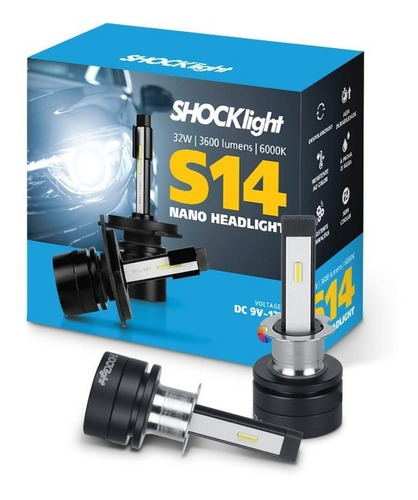 Lâmpada Led Nano Shocklight S14 H1 H3 H7 H11 H16 H27 Hb3 Hb4