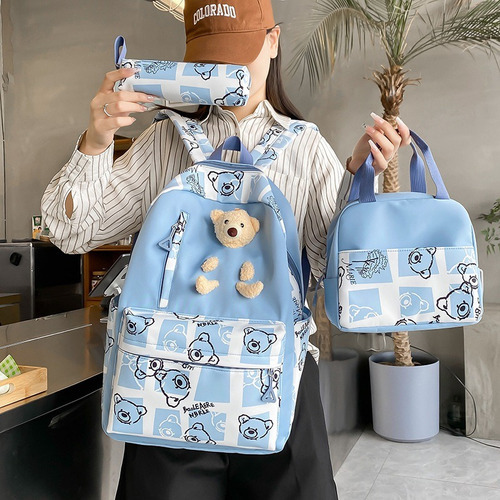 Mochila De Anime Japonés De Gran Capacidad Kuromi Melody Cut Color Azul Diseño De La Tela Rayado