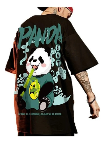 Xx T-shirt Estilo Chino Panda Bambú Lindo Oversize