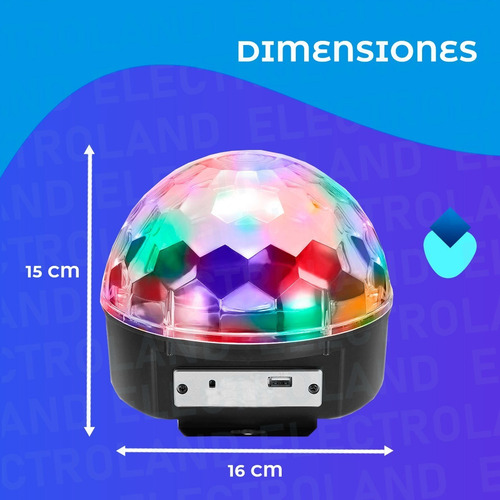 Imagen 6 de 10 de Bola Led Rgb Audioritmica Usb Sd Luz + Parlantes Pendrive