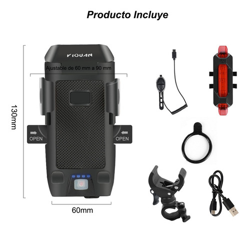 Luces Para Bicicleta Recargable Y Traseras Y Soporte Celular