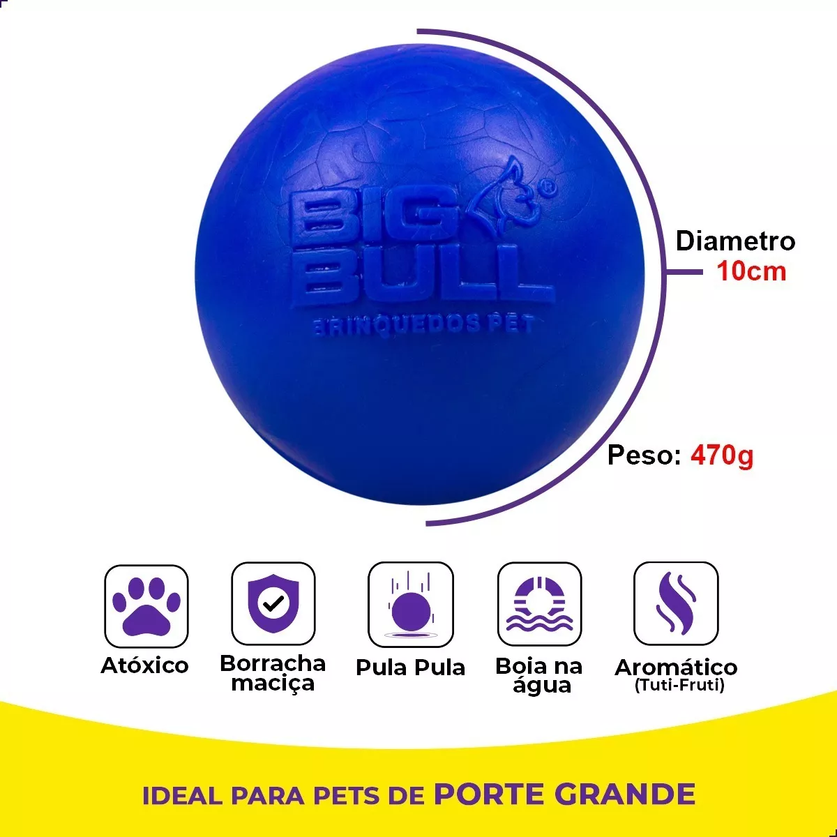 Combo 4 Bolinhas para cachorro de borracha maciça Esportes The Pets Brasil  Sport Edition 6cm - Agropesc