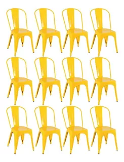 12 Cadeiras Iron Tolix Aço Metal Industrial Vintage Cores Cor da estrutura da cadeira Amarelo