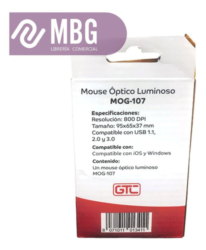 Imagen 2 de 6 de Mouse Óptico Gtc Mog-107 Negro Por Usb