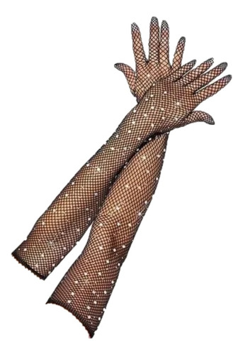 Guantes De Red Con Strass - 55 Cm