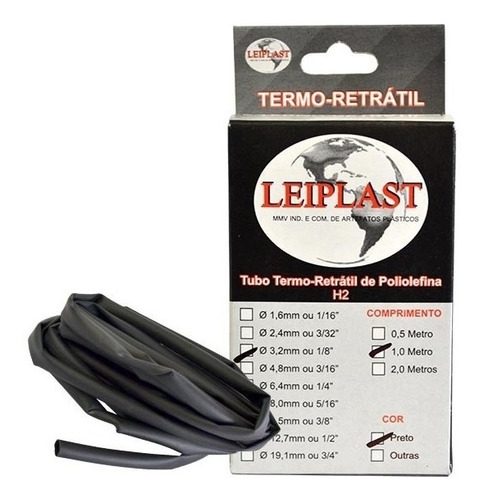 Espaguete Termo Retrátil 3,2mm 1/8 Leiplast (1 Metro)