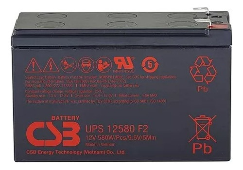 Bateria Csb 12v 9ah Hr1234w F2 Sms Apc Alarmes No Breaks