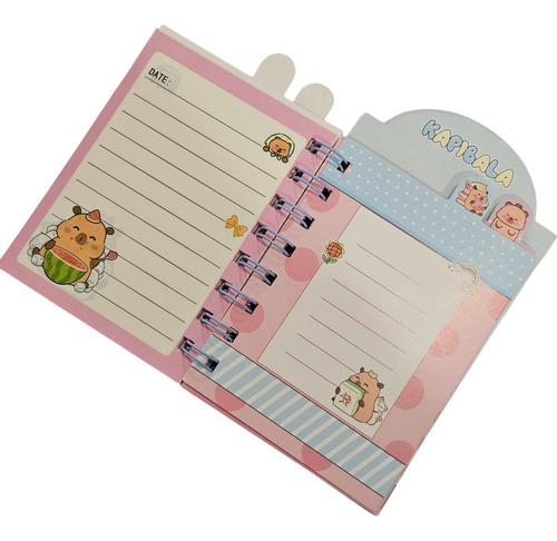 Libreta Capibara 15 X 9 Cms Separadores Kawaii Mini