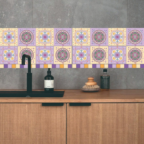 Vinilos Decorativos Azulejos Adhesivos Mandala Violeta 