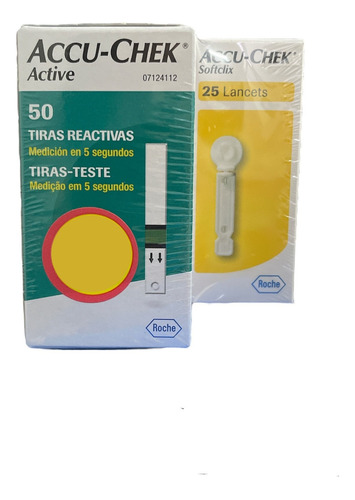 50 Tiras Accu-chek Active + Accu-chek Spftclix 25 Lancetas Color Azul Petróleo