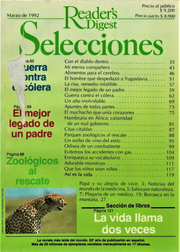 Selecciones Marzo 1992 - El Cólera - Zoológicos - Hambruna