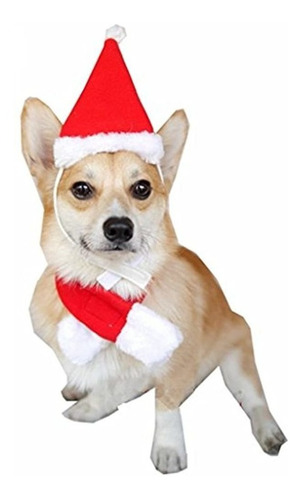 Visky Pet Dog Christmas Costume Perro Santa Hat Con Bufanda