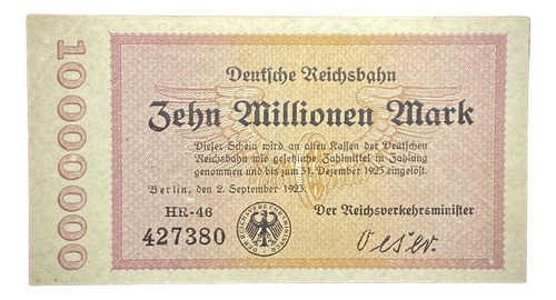 Billete 10000000 Marcos Alemania 1923 Pick S1014 Berlín