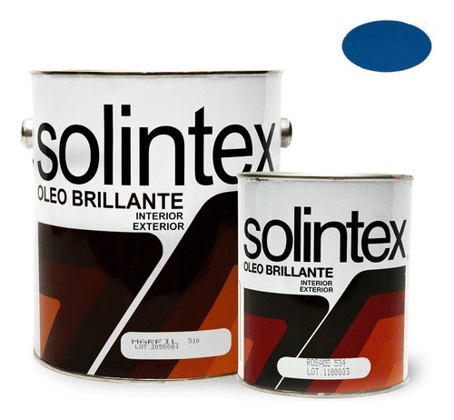 Pintura Oleo Brillante Azul Colonial 550 1/4 Galon Solintex