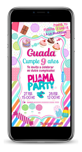 Invitacion Tarjeta Virtual Pijamada Cumpleaños