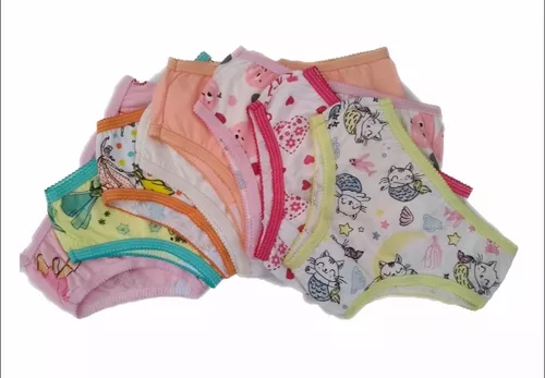 12 Calcinhas Infantil Menina Algodão + 12 Pares De Meias