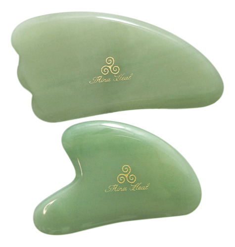 Set De Masajeador Facial Gua Sha Mina Heal Jade Stone X2