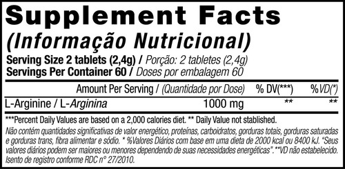 L-arginine - Aminoácido - 120 Tabletes Black Skull