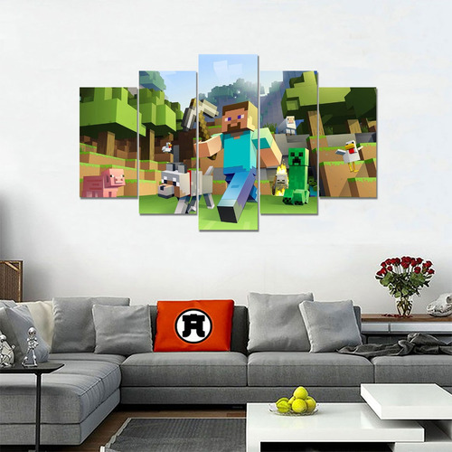 Cuadro - Poster - 5 Piezas 135 X 80 Cm - Minecraft