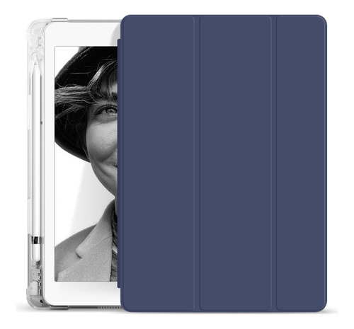 Capa De Slot De Caneta Transparente Para iPad Pro 12.9 Cor Slot Para Caneta Três Vezes Transparente - Azul Profundo