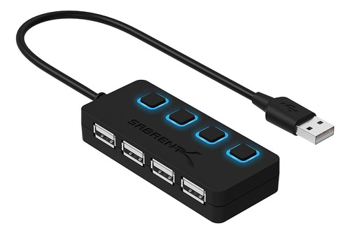 Hub De Datos Sabrent Usb 2.0 De 4 Puertos Con Iluminación Le