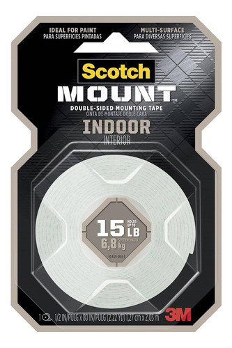 Cinta Doble Faz Scotch-mount De Interiores 12.7mm X 2.03 Mts