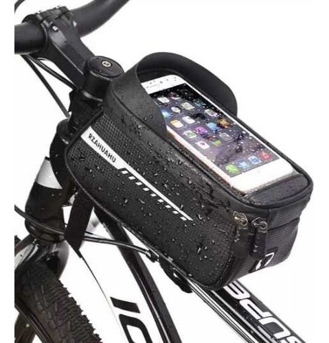 Bolsa Portacelular Para Bicicleta Con Conector De Auricular Color Negro
