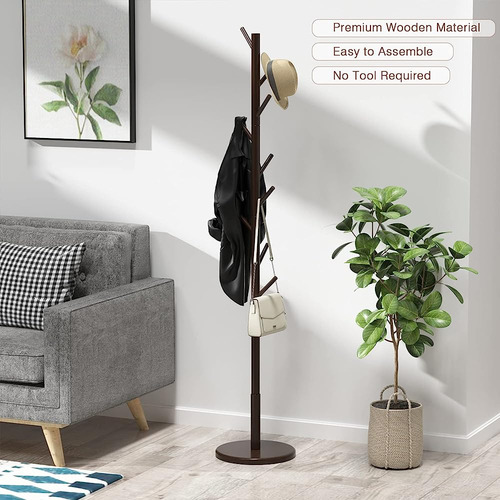 ~? Perchero De Madera Árbol De Abrigo Independiente Con 4 Op