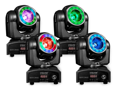 4 Cabezas Móviles Led Beam 1x60watts Rgbw Luces Dj- Steelpro