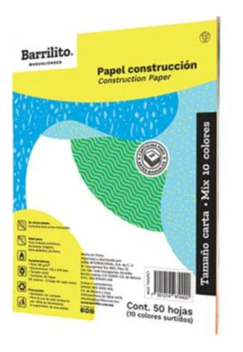 Block Papel Construcción Barrilito 7442pct Carta C/50 Hojas