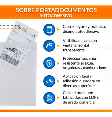 100 Sobres Canguro Autoadhesivos Guias Paqueteria 15x22cm Transparente