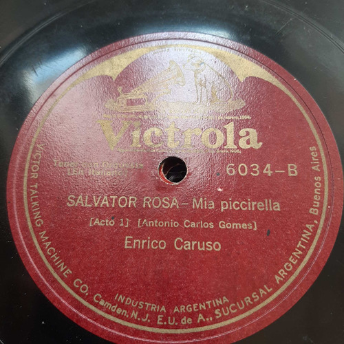 Pasta Enrico Caruso Tenor Con Orquesta Victrola Tc31