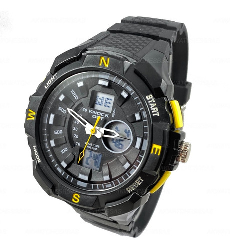 Reloj Knock Out Analogo Digital Luz Fecha Alarma 8144 