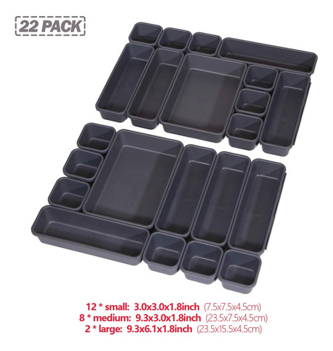 Set Of 22 Interlocking Desk Drawer Organizer Tray Divider Aa